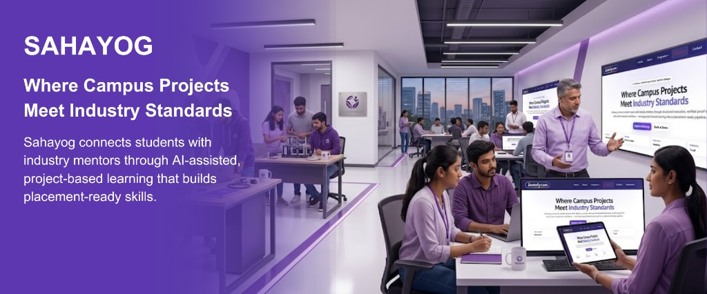Sahayog — Where campus projects meet industry standards. AI-assisted, project-based learning for placement-ready skills.